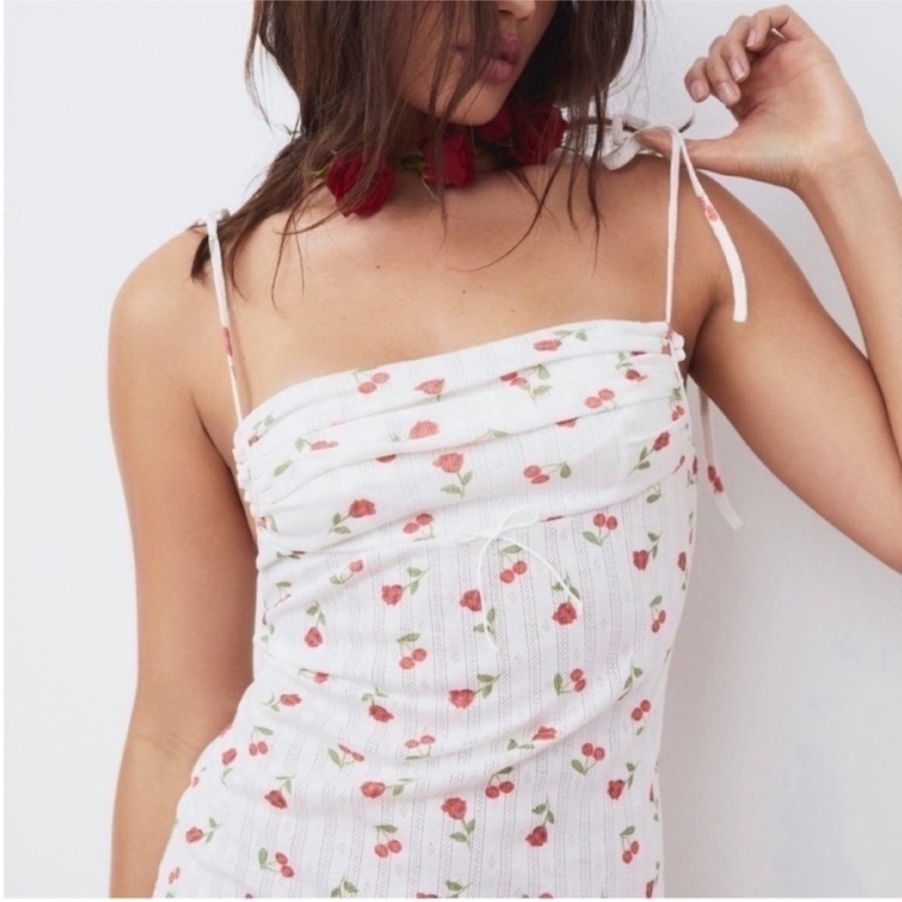 For Love and Lemons pointelle cherry slip dress XS